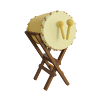 ramadan celebration with traditional mosque drum with stick 3d illustration png
