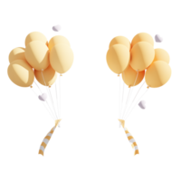 Bouquet, bunch of realistic pink and gold balloons on transparent background png