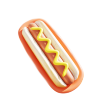 Set of realistic 3d flying burger and hotdogs isolated on transparent background. 3d illustration png