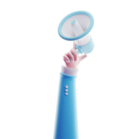 3d ilustração do mão segurando megafone em transparente png fundo, promoção publicidade Alto-falante conceito.