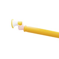 3d ilustração do mão segurando megafone em transparente png fundo, promoção publicidade Alto-falante conceito.