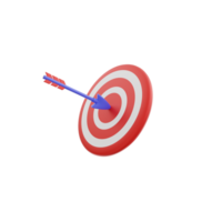 flecha objetivo a diana objetivo o objetivo de éxito, negocio logros concepto. 3d ilustración. png
