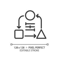 2D pixel perfect editable black adaptability icon, isolated vector, thin line illustration representing soft skills. vector