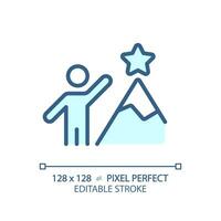 2D pixel perfect editable blue perseverance icon, isolated vector, thin line illustration representing soft skills. vector