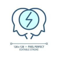 2D pixel perfect editable blue conflict resolution icon, isolated vector, thin line illustration representing soft skills. vector