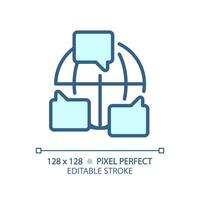 2D pixel perfect editable blue collaboration icon, isolated vector, thin line illustration representing soft skills. vector