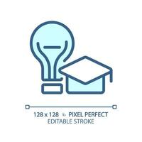 2D pixel perfect editable blue innovation icon, isolated vector, thin line illustration representing soft skills. vector