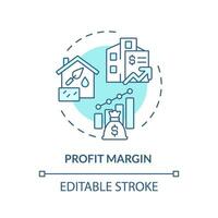 2D editable blue profit margin icon, monochromatic isolated vector, construction cost thin line illustration. vector