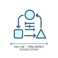 2D pixel perfect editable blue adaptability icon, isolated vector, thin line illustration representing soft skills. vector