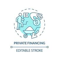 2D editable blue private financing icon, monochromatic isolated vector, construction cost thin line illustration. vector