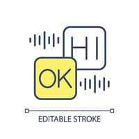 2D editable configure wake process icon representing voice assistant, isolated vector, multicolor thin line illustration. vector