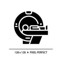 Ct scan pixel perfect black glyph icon. Medical imaging. Radiology doctor. Healthcare service. Health screening. Silhouette symbol on white space. Solid pictogram. Vector isolated illustration