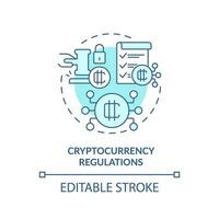 2D editable blue cryptocurrency regulations icon, monochromatic isolated vector, cyber law thin line illustration. vector