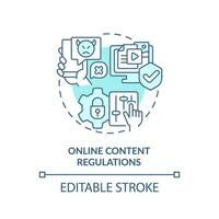 2D editable blue online content regulations icon, monochromatic isolated vector, cyber law thin line illustration. vector