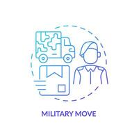2D military move gradient icon representing moving service, simple isolated vector, thin line illustration. vector