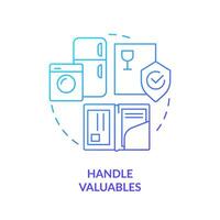 2D handle valuables gradient icon representing moving service, simple isolated vector, thin line illustration. vector