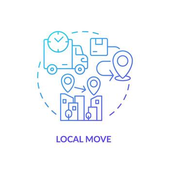 2D local move gradient icon representing moving service, simple isolated vector, thin line illustration. vector