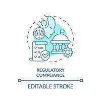 2D editable blue regulatory compliance icon, monochromatic isolated vector, cyber law thin line illustration. vector