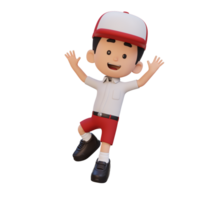 3D cute boy in jumping pose png