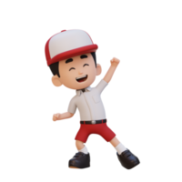 3D cute boy in happy pose png