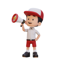 3D cute kid Character talking on Megaphone png