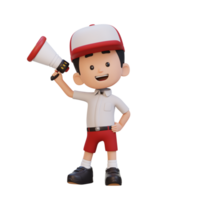 3D cute kid Character Holding a Megaphone png