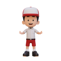 3D kid character in talking and explaining pose png