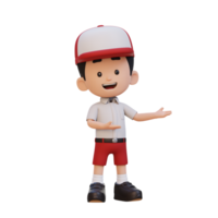 3D cute kid presenting pose png