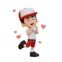 3D cute kid character in love png