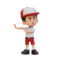 3D cute kid character rejection pose png