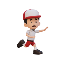 3d carino ragazzo pauroso correre png