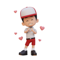 3D cute kid character in love png