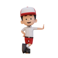 3D kid character laying on transparent wall png