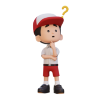 3D cute kid thinking clueless png