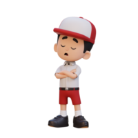 3D cute kid character rejection pose png