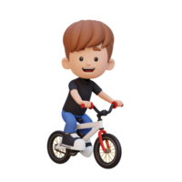 3d Kind Charakter Reiten Fahrrad gehen zu Schule png