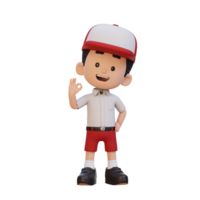 3D cute kid give ok sign png