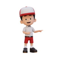 3D cute kid pointing hand to the side png