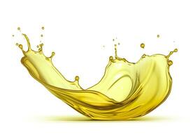 AI generated Olive or engine oil splash, cosmetic serum liquid isolated on white background. Generative AI photo