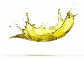 AI generated Olive or engine oil splash, cosmetic serum liquid isolated on white background. Generative AI photo