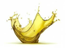 AI generated Olive or engine oil splash, cosmetic serum liquid isolated on white background. Generative AI photo