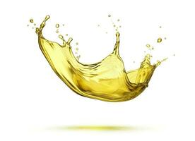 AI generated Olive or engine oil splash, cosmetic serum liquid isolated on white background. Generative AI photo