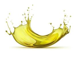 AI generated Olive or engine oil splash, cosmetic serum liquid isolated on white background. Generative AI photo