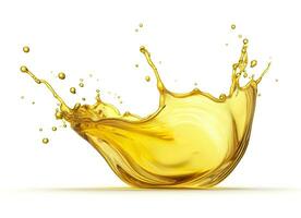 AI generated Olive or engine oil splash, cosmetic serum liquid isolated on white background. Generative AI photo