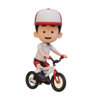 3d enfant personnage balade bicyclette aller à école png