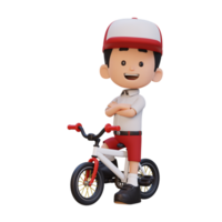 3d ragazzo personaggio cavalcata bicicletta partire per scuola png
