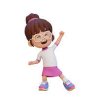 3D cute girl in happy pose png