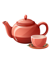 AI generated illustration of clay teapot with chinese ornament ai generative png