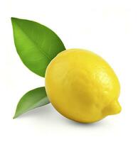 AI generated Lemon with leaf isolated on white background. AI Generated photo