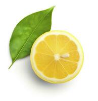 AI generated Lemon with leaf isolated on white background. AI Generated photo